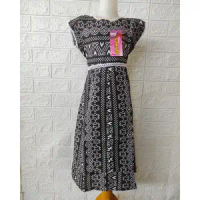 Dress Batik Anak Perempuan Usia 8 9 sampai 10 Tahun - Baju Santai Daster Midi Anak Cewek - Pakaian M