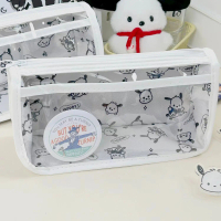 School Student Gift - Hello Kitty Clear Transparent Pencil Case, 3D Triangle Design Kawaii Pen Holde