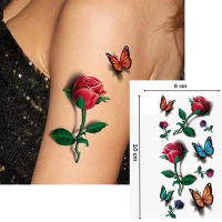 Tato Mawar Sticker Tattoo Temporary Bunga Mawar Tato Temporer