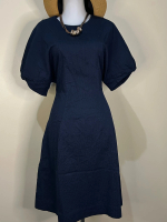 Dress COS (kode 02), Bahan katun, warna navy, ada kantong kiri kanan, resleting belakang, cocok untu