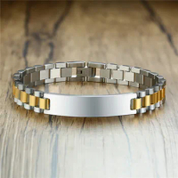 ZORCVENS 2023 New Gold silver color Black Stainless Steel Bracelet Bangle Engraved Fashion Bracelet for Man