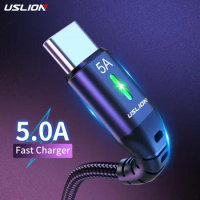 USLION 5A USB Type C Cable Mobile Phone Fast Charging Data Cord For Samsung S22 Xiaomi Mi 12 Pro Oneplus 10 9rt Poco F3 Realme