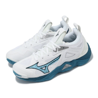 MIZUNO 美津濃 排球鞋 Wave Momentum 3 男鞋 女鞋 白 藍 襪套式 緩衝 室內運動 美津濃(V1GA2312-21)