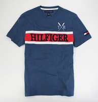 美國百分百【全新真品】Tommy Hilfiger TH 男 配色 顯色logoT 短袖 T恤 Tshirt Tee 復古藍 XS號