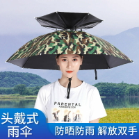 傘帽頭戴雨傘帽子釣魚頭戴太陽傘戶外采茶環衛防曬鬥笠傘折疊大號
