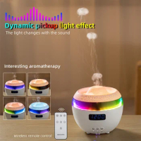 Multifunctional Remote Control Diffuser with Clock Dynamic Air Humidifier RGB Flame Mood Lamp Essential Oil Diffuser