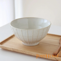 【Just Home】日本製職線系列6.2吋陶瓷麵碗700ml 沐光白(日本製瓷器 麵碗 拉麵碗)