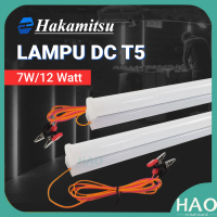[HAO] Lampu T5 DC 12V Kabel Jepit Aki 7w & 12w / LED TL Bohlam Cahaya Putih