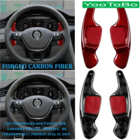 Real Forged Carbon Fiber Steering Wheel Paddle Shifter Extension For Volkswagen Tiguan L Lamando Touran L B8 Teramont Phideon CC