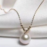 Genuine 10-11MM white Freshwater pearl Necklace Jewellery 18k gold