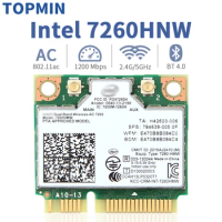 Wireless Network Card For Intel 7260HMW Mini PCI-E 7260 Dual Band 2.4G/5Ghz Wlan Wifi Bluetooth 4.0 802.11ac/a/b/g For PC