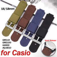 16mm 18mm Nylon Canvas Strap for Casio GM110 GM2100 GA900 5600series AE1000 AQ-S810 Watch Band Quick Release Men's Accessories