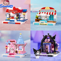 Compatible with LEGO Sanrio Genuine Kuromi Cinnamoroll Mymelody Hello Model Building Blocks Bricks Kitty Anime Assembly Action