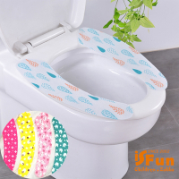 iSFun 衛浴專用 印花便捷黏貼式馬桶坐墊(3對)