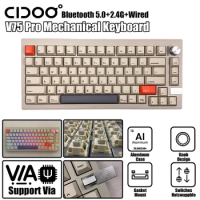 CIDOO V75 PRO Gasket Mechanical Keyboard RGB Hot Swappable Bluetooth/2.4Ghz/USB-C Wireless Aluminum CNC Keyboard Support VIA
