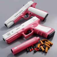 Glock Toy Pistol Soft Bullet Toy Guns M1911 Shell Ejected Foam Darts Blaster Manual Airsoft Weapon with Silencer For Kids Adults