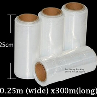0.25mx300m transparent plastic film Plastic stretch-wrap Clear Roll Packing Plastic Film Paper Goods Packaging Craft Wrapping