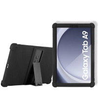 【VXTRA】三星 Galaxy Tab A9 8.7吋 全包覆矽膠防摔支架保護軟套-黑 X110 X115 X117