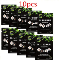 NEW 10pcs Herb Natural Fast Black Hair Restoring Dye Shampoo Black Hair Shampoo Dyeing Hair In Black
