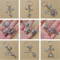 1pcs New Shell Starfish Conch Sea Horse Crab Turtle Octopus Dolphin Keychain Beach Souvenirs Holiday Gifts