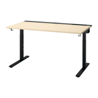 MITTZON 書桌/工作桌, 實木貼皮, 樺木/黑色
