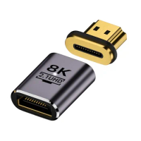 8K HDMI-Compatible 2.1 Magnetic Adapter Magnetic HDMI-Compatible Converter Male To Female 8K/60Hz 4K/120Hz 48Gbps 19Pin Contacts
