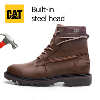 Caterpillar authentic first layer leather shoes CAT high-top Martin boots r boots steel finger anti-