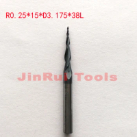R0.25*15*D3.175*38L 1/8"shank HRC55 solid carbide Tapered Ball Nose End Mills milling cutter wood Engraving tools knife