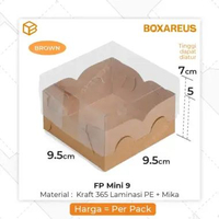 Kotak Kue Dessert Box Bento Sandwich Packaging Atur Tinggi | FP Mini 9 AHBX brown