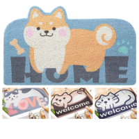 【新錸家居】2入高彈耐磨PVC絲圈地墊玄關墊進門墊踏墊45*75cm(去污刮沙貓咪柴犬小熊動物 防止滑墊門口墊)