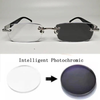 Rimless Photochromic Myopia Glasses Metal Frame sun Photochromic Nearsighted glasses Finished Myopia Eyewear