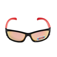 【Z-POLS】兒童款矽膠軟質彈性舒適 REVO多層膜電鍍紅Polarized寶麗來偏光太陽眼鏡(抗紫外線UV400兒童墨鏡)