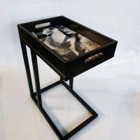 meja samping jati + resin kualitas ekspor Furniture Asli tempat