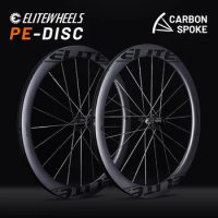 ELITEWHEELS PE-DISC Carbon Spokes Road Disc Brake Carbon Fiber Wheelset Ultra Light Ratchet System Hub