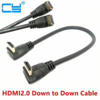 30cm/60cm/180cm HDMI 2.0 4K 3D Dual 90 Degree Down Angled HDMI Male to Down Angled HDMI Male HDTV Cable for DVD PS3 PC