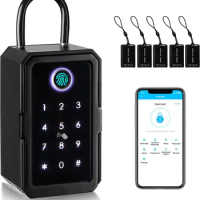 Key Lock Box,Fingerprint Lockbox Digital Key Lock Box Bluetooth Lock Box TTLock APP Share Ekey Waterproof Lockbox For Outdoor
