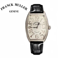 FRANCK MULLER Tonneau Style Ladies Quartz Watch Rhinestone Inlay 2852 Series Women's Wristwatch High-end Boutique Women Watches.