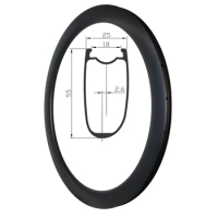 700c Asymmetric Carbon Road Rims Tubeless 55mm Depth 25mm Clincher Bicycle Wheel 12k UD 3k twill High TG Resin Rim V Disc Bike