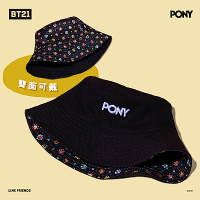 【PONY】雙面漁夫帽 BT21特別款 中性款-黑