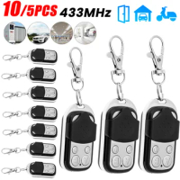 10/5pcs 433MHz Remote Control 4CH Car Key Garage Door Gate Opener Remote Control Duplicator Electronic Gate Control Duplicator