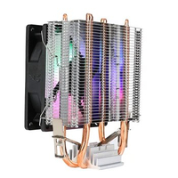 CPU Air Cooler with 2 Heat Pipes Quiet Rainbow RGB Cooling Fan CPU Cooling Fan for Intel LGA775 1150/1151/1155/1156/1200 AMD AM2