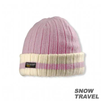 SNOWTRAVEL 3M防風透氣保暖羊毛帽(條紋摺邊)(粉紅)