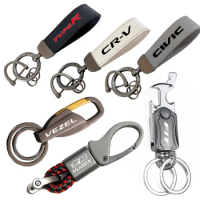 For HONDA ACCORD city Vezel CRV FIT Vtec DOHC Pilot TYPE R Modulo Insight Vezel Favorit keychain leather keychain metal gift