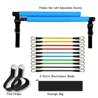 Pilates Bar Kit with Resistance Bands,2-Section Pilates Bar, Stackable Bands, Workout Equipment for Legs,Hip,Waist and Arm