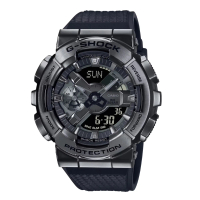 【CASIO 卡西歐】G-SHOCK 百搭酷黑時尚 金屬錶殼 人氣雙顯 GM-110BB-1A_48.8mm