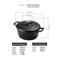 SKITCHEN Aurora Dutch Oven (diameter: 24 cm) - Round Enamel Cast Iron / Cocotte Baking Slow Cooking 