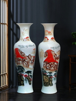景德鎮陶瓷手繪中國紅色鴻運當頭落地大花瓶中式客廳擺件開業大號