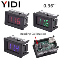 5pcs 10pcs 0.36 Inch Mini LED Digital Voltmeter Car Voltage DC 0-100V 2.3-30V Detector Meter Tester Reading Calibrate 2 3 Cable