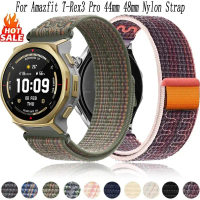 สายไนลอน 20 มม. และ 22 มม. สำหรับ Amazfit T-Rex3 Pro, 44 มม. และ 48 มม., สายรัดสร้อยข้อมือแบบถักสี่เ