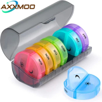 Weekly Pill Organizer 7 Day 2 Times A Day, Large Daily Pill Box Easy To Open, BPA Free AM PM Pill Case for Medicine/Vitamin
